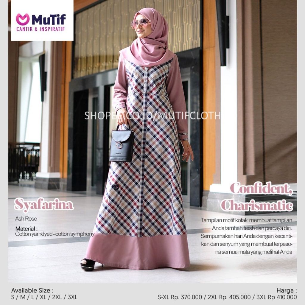 Mutif Syafarina Ash Rose / Baju Lebaran Wanita Model Gamis 2022