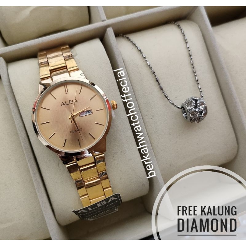 BISA COD✅Jam Tangan ALBA Anti Air Paket Kalung Titanium-A5