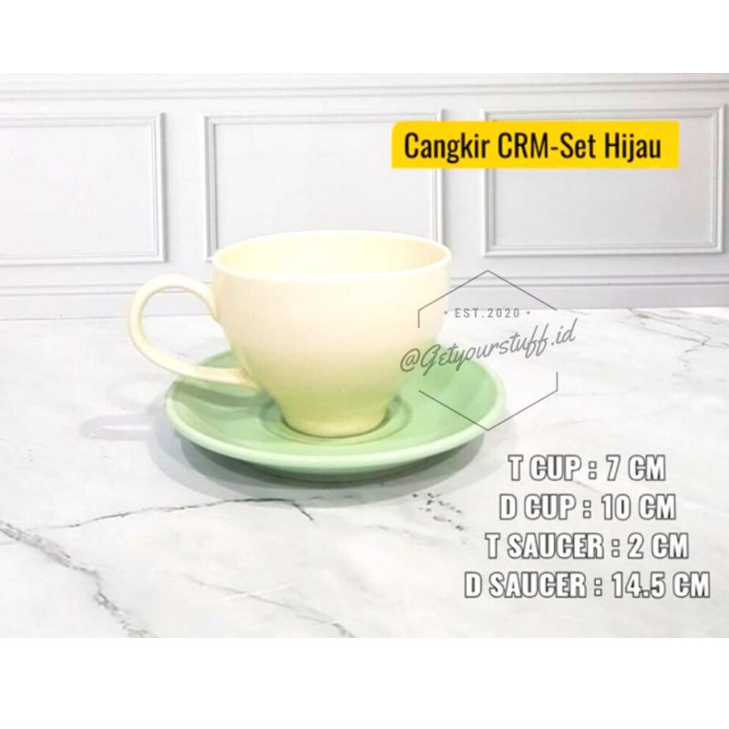 Cangkir Kopi Set Piring Tatak Latte Cup CRM
