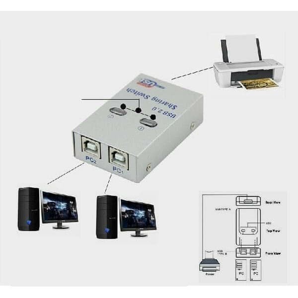 Usb auto switch nyk 2 port sharing printer 2.0 UY-02A - Usb2.0 switcher printer 1-2 otomatis