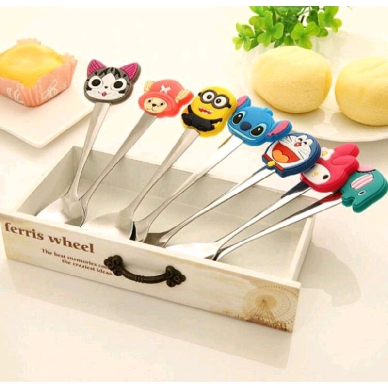 TERMURAH GROSIR Sendok Anak Karakter Tea Spoon Kartun Minion Melody Doraemon Stainless Souvenir birthday kids Anak