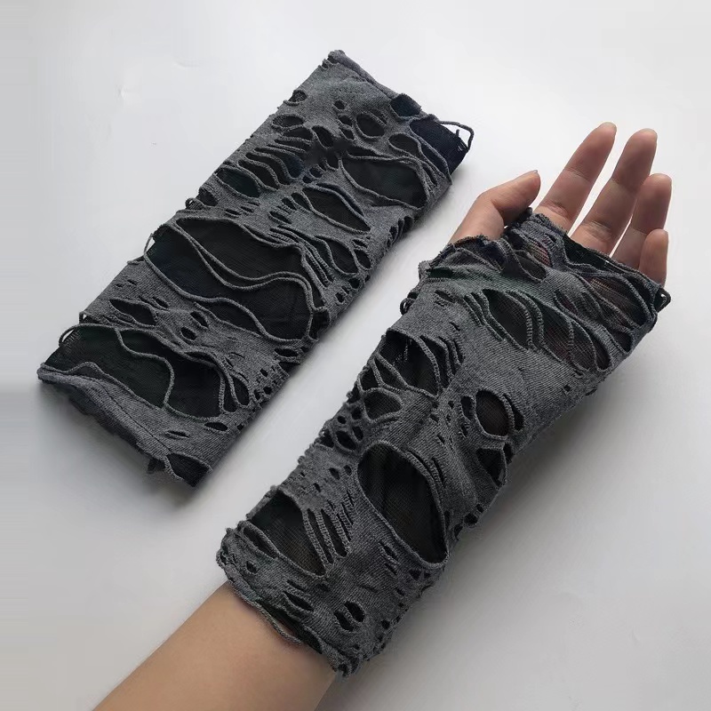 Women Ripped Gothic Fingerless Gloves 8542