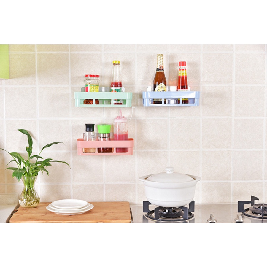 RAK TEMPEL DINDING PERSEGI/ RAK KAMAR MANDI/ RAK HOLDER TEMPEL/TEMPAT PERALATAN DAPUR DAN KAMAR MANDI TOILET/RAK GANTUNG MULTIFUNGSI-5