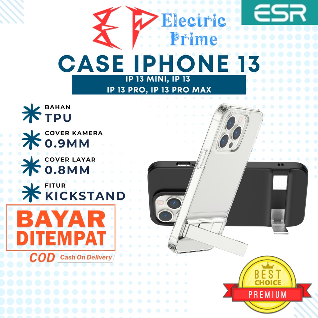 Case iPhone 13 Mini Pro Max ESR Metal Kickstand Casing Polycarbonate Transparan Shockproof Cover Hybrid Protection