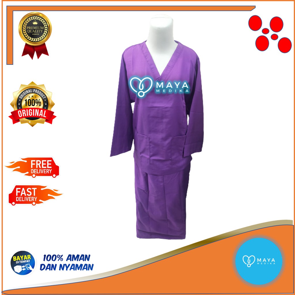 Baju OK / Ungu Terong / Lengan Panjang / Baju Leher V/ Rok