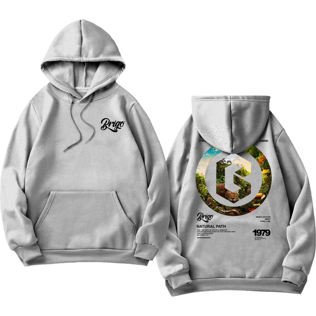 Sweater Hoodie BRIGO NATURAL PATH  Sablon DTF Fleece Cotton II BRIGO Jumper Hoodie NATURAL PATH II M-XXL (Pria &amp; Wanita) Free stiker&amp;Gantungan Kunci