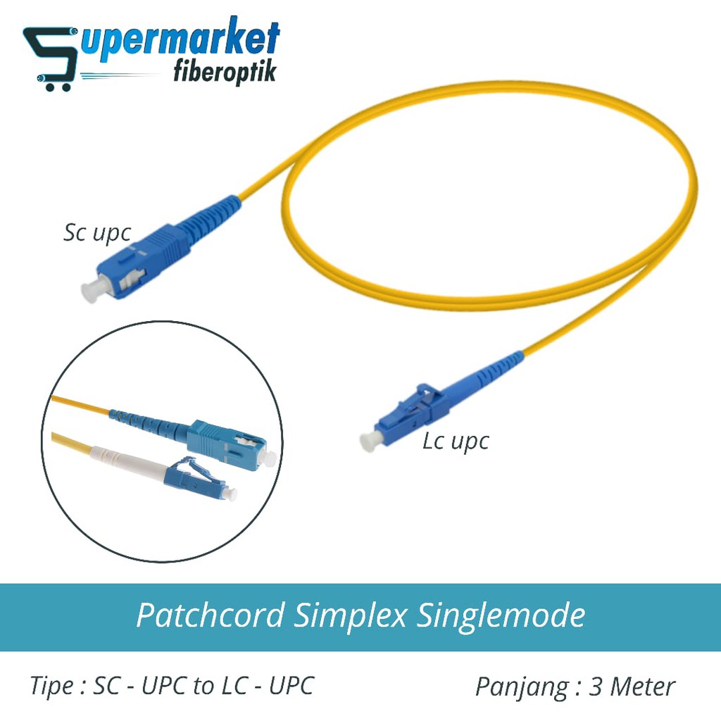 Kabel Patch Cord Patchcord SC-UPC to LC Simplex SM 3 Meter