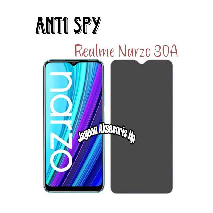 Tempered Glass ANTI SPY Realme Narzo 30A 6.5 inch Anti Gores Kaca PRIVACY Anti Intip