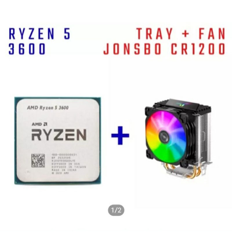 AMD RYZEN 5 3600 TRAY dan FAN 6Core 3.6GHz