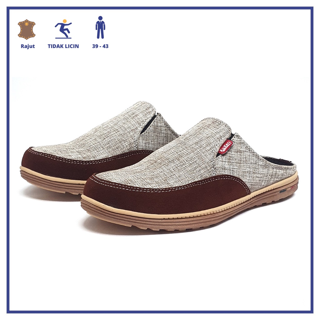 Kickers Sandal Selop Pria Coklat - K E01