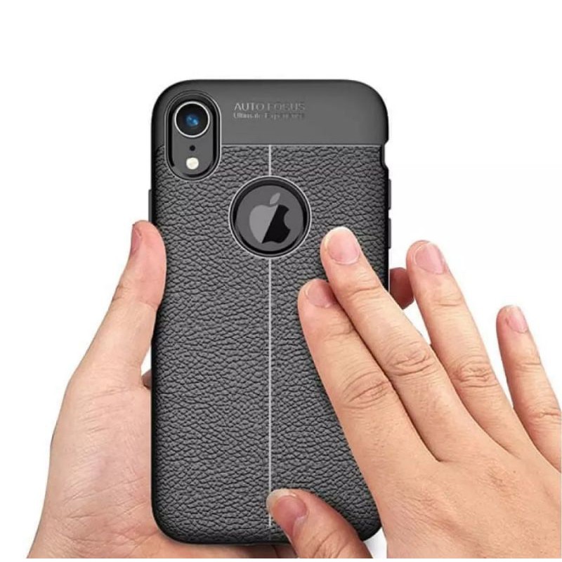 Iphone X Xs Xr Xs Max Silicon Autofocus Leather Softcase Casing Cover TPU Kulit jeruk