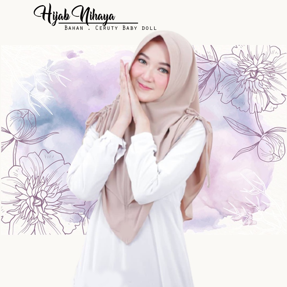 Khimar Jilbab Kerudung Instan Ceruty Babby doll Hijab Instan Serut Khimar Instan 2 Layer  Nihaya N2