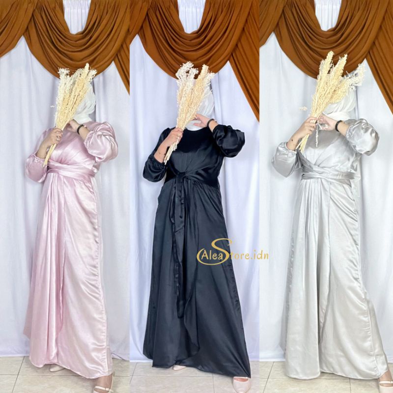 Gamila Dress Satin Maxmara Mewah // Dress Bridesmaid Satin Premium // Dress Gamis Pesta // Dress kon