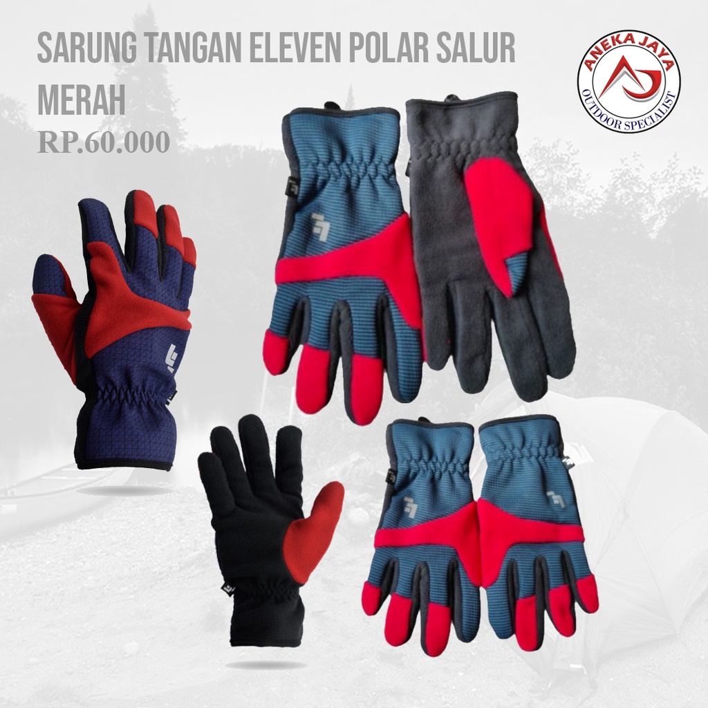 Sarung Tangan Polar Elleven Salur Merah