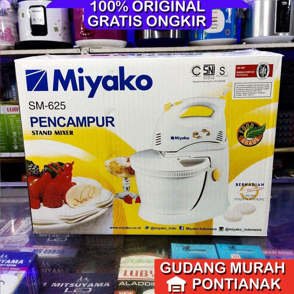 Mixer Mangkok Miyako SM 625 Stand mikser meser 5 kecepatan pencampur pengaduk adonan kue