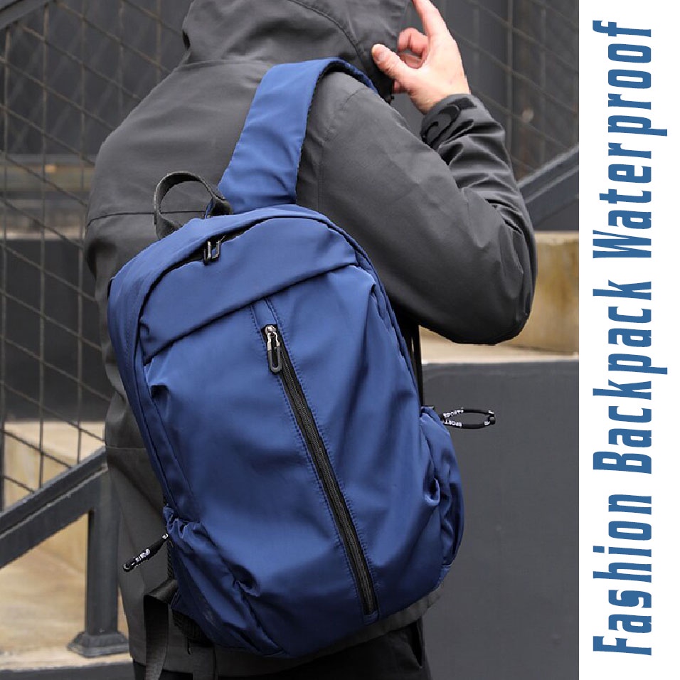 Tas Ransel Laptop Oxford Simple Desain USB Port Charging kuliah kerja kantor travel pria wanita