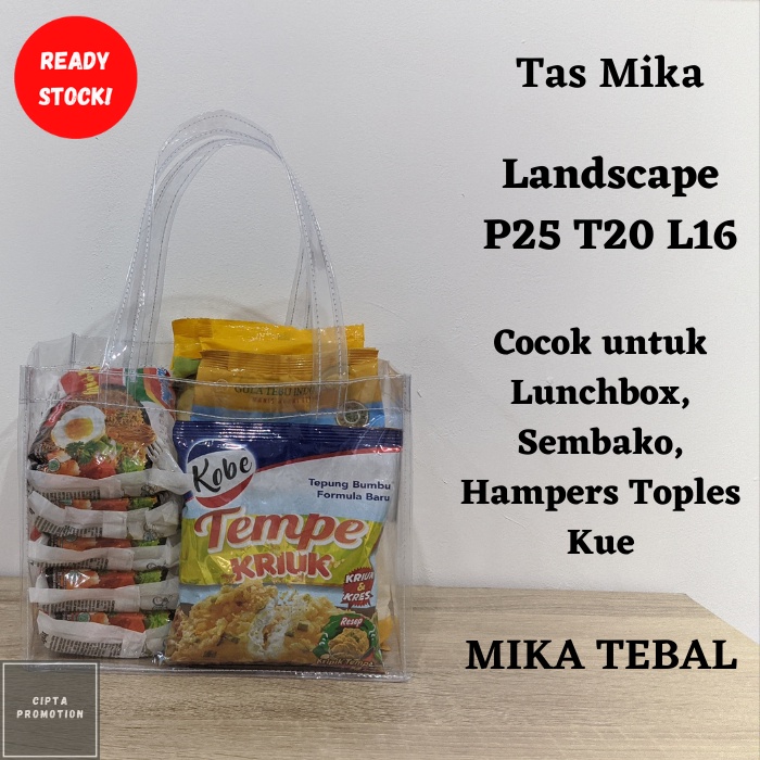 Tas Mika Transparan 25x16x20 Goodie Bag Hampers Souvenir Full Mika Tas Lunch Box Transparan Murah