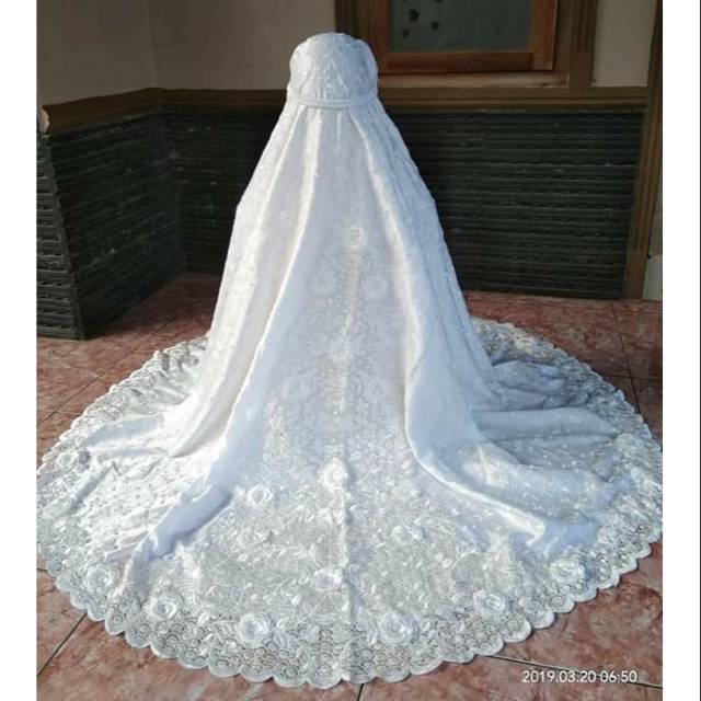 Mukena prada rosemarry putih tulang