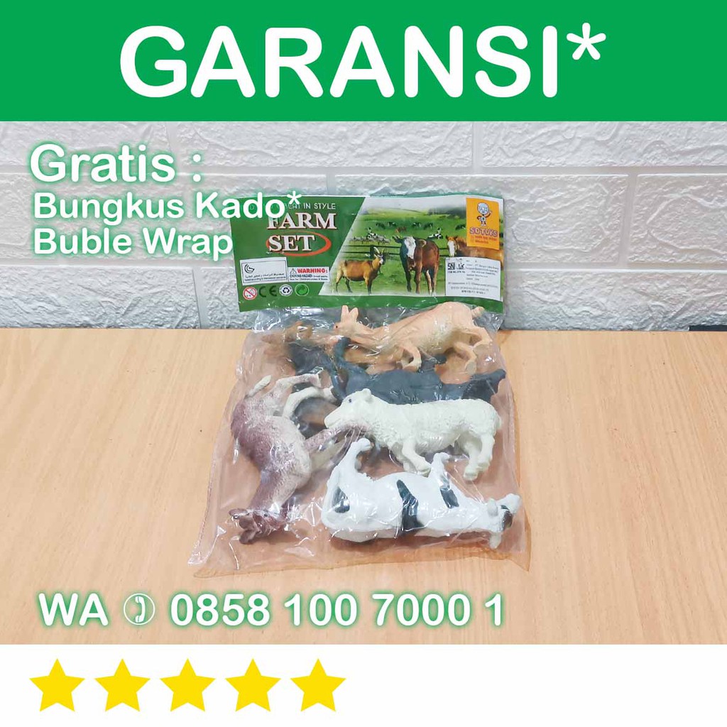 SoToys Animal 6 Pcs Besar Figure Farm Hewan Mainan Binatang Karet
