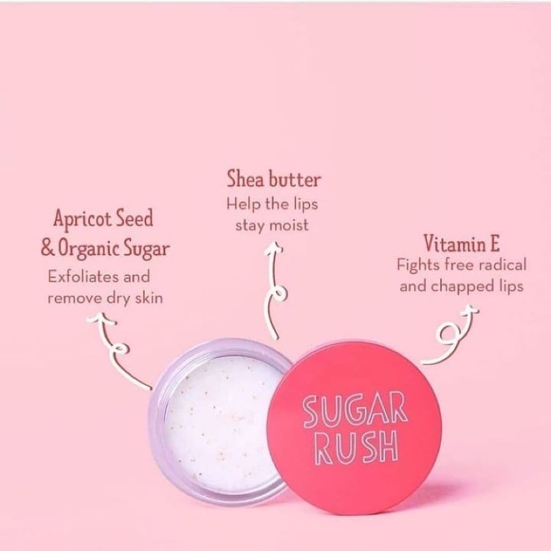 `ღ´ PHINKL `ღ´ ╰☆☆ 𝔢мιℕά ☆☆╮ Emina Sugar Rush Lip Scrub bibir magic penghalus pelembab lips