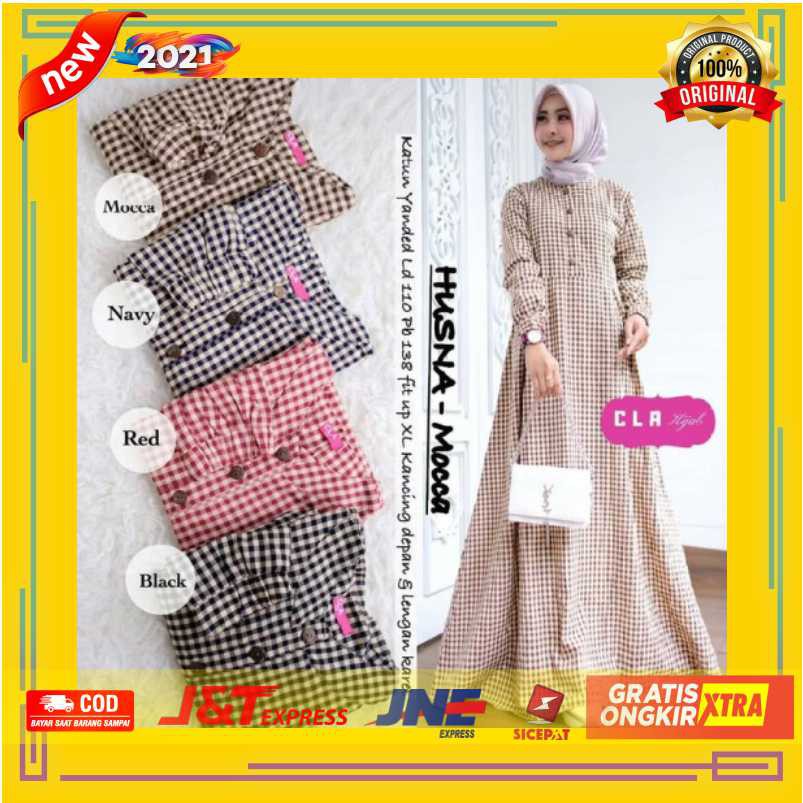 AGEN Baju Dress Muslim Syari Pakaian Atasan Wanita Husna Gamis Casual & Formal Terbaru Berkualitas