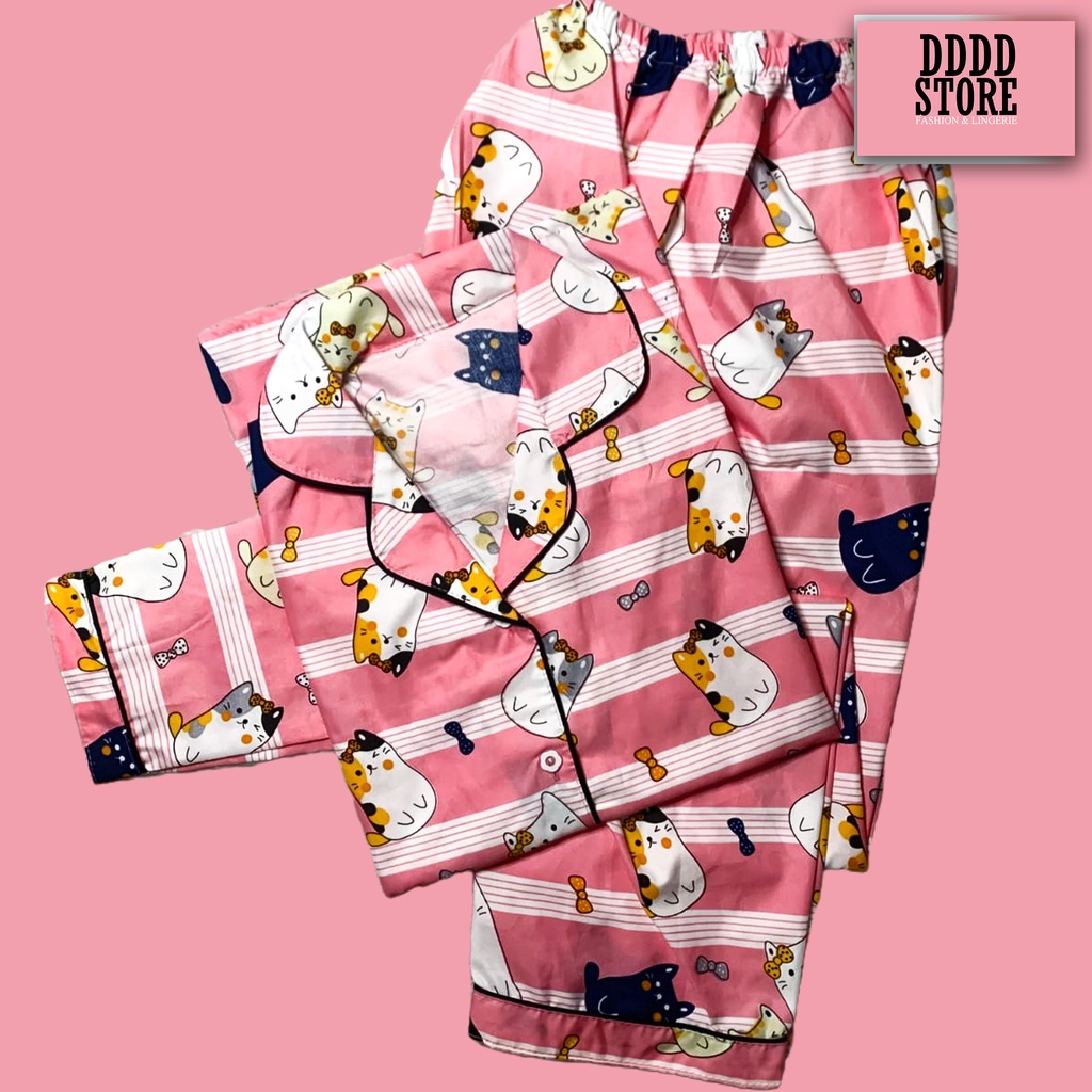 PIYAMA WANITA / BAJU TIDUR WANITA MOTIF LENGAN PANJANG MOTIF KOTAK PP-PP CAT LINE TOSCA