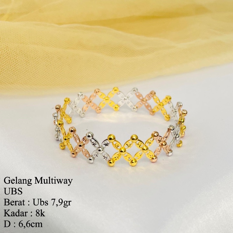 Perhiasan Gelang / Cincin (Multiway) Emas 3 Warna UBS 8k/375