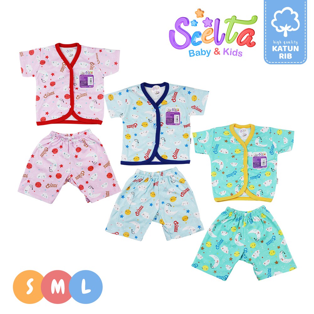 Setelan Baju Bayi Katun Baju Lengan Pendek Celana Pendek Scelta Ori