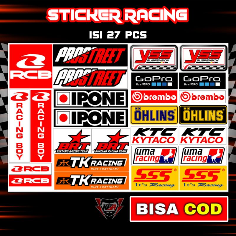 Stiker Racing pack isi 13 15 25 27 Stiker Sponsor Stiker Helm Stiker Motor Sticker Motor