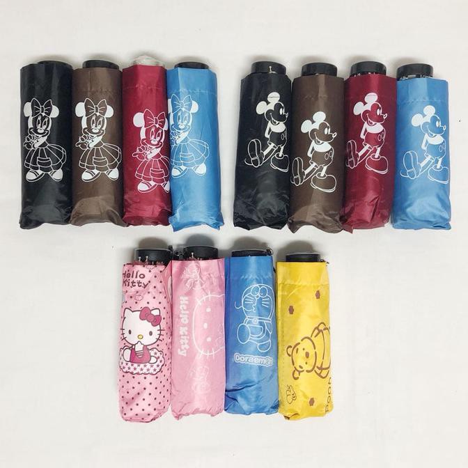 Payung lipat 5 mix / payung disney / payung karakter - Winni the Pooh murah