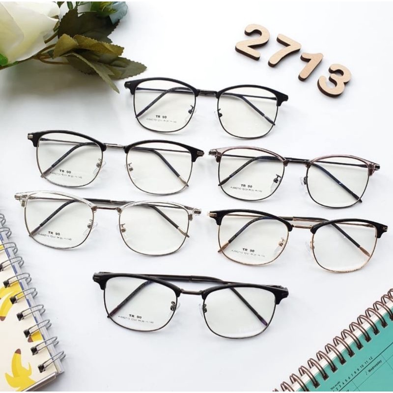 Frame Kacamata 2713 Pria Wanita Paket Frame+Lensa Minus Antiradiasi Blueray Photocromic