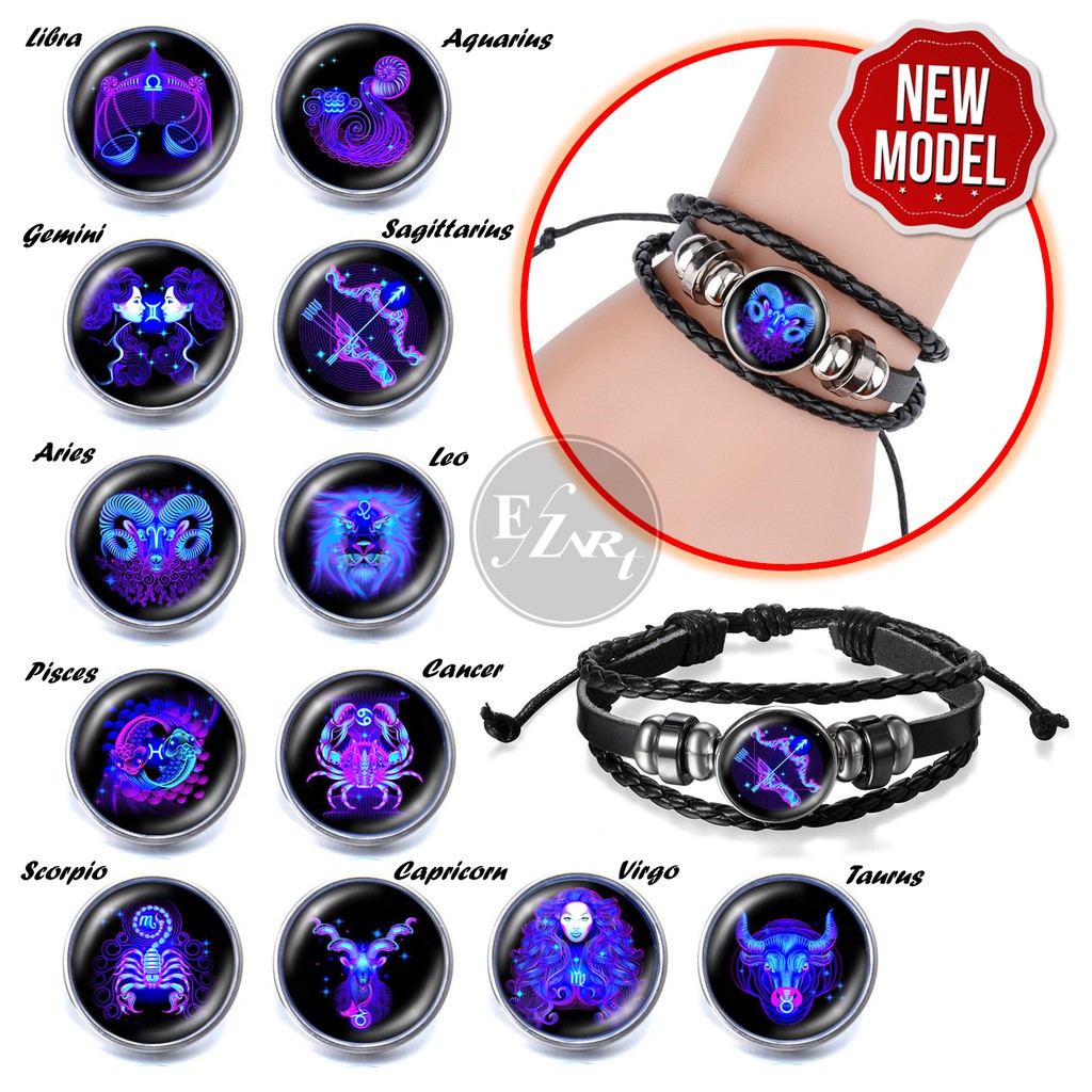 BARU Gelang Zodiak Gemini Cancer Virgo Leo Libra Scorpio Sagittarius Aquarius Pisces Capricorn Aries