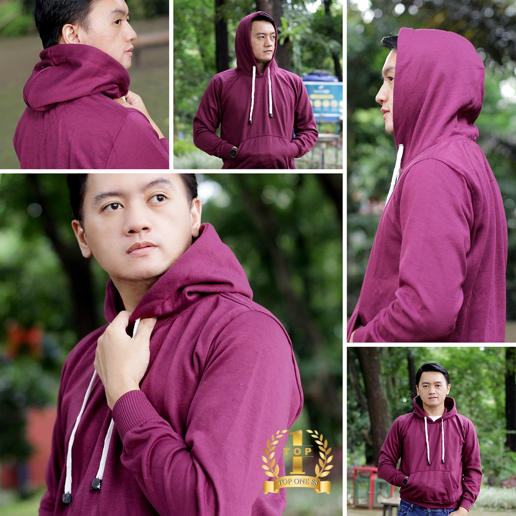 Topone88 Jaket Hoodie Jumper Sweater Polos Pria Wanita Unisex (Part 1)-Burgundy