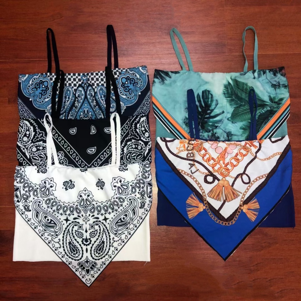 2022 New COD Satin Wanita Dasi Kembali Simpul Tali Spaghetti Tank Top Tabung Tak Berlengan Tank Top Model Crop Top Motif Hailey Scarf Wanita 2023t