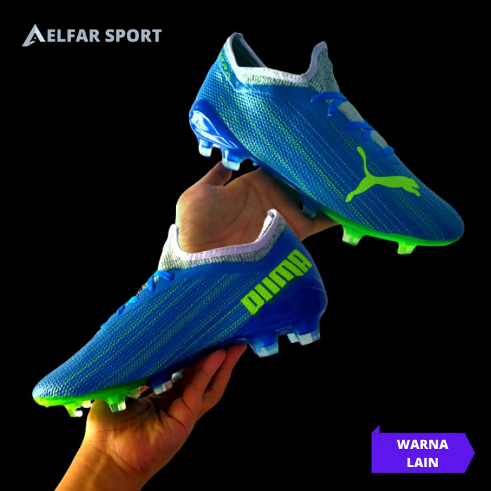 Sepatu Bola Puma Ultra Terbaru 2021 Warna Blue/Black Gold/Purple Green