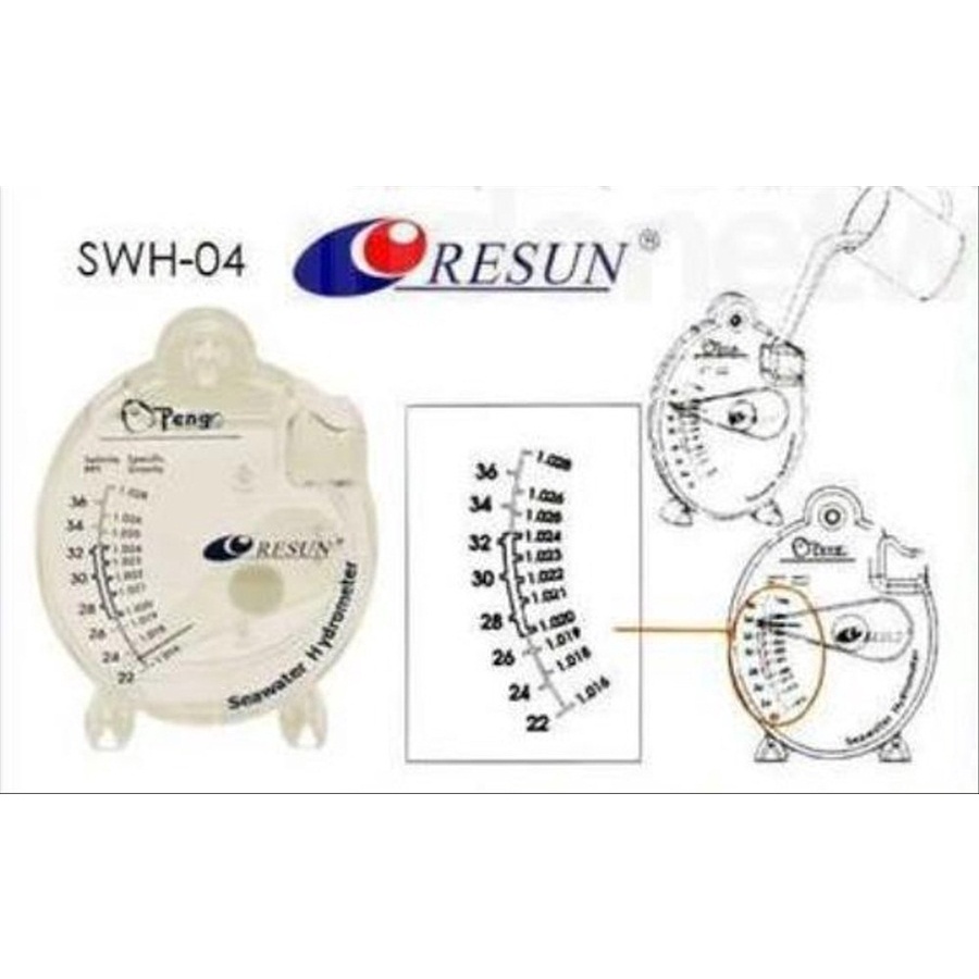 RESUN SWH-04 pengo hydrometer hidrometer alat pengukur kadar garam aquarium air laut salinitas