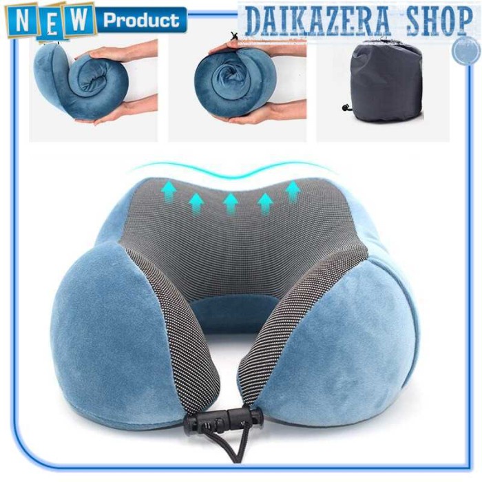 Bantal Leher Empuk U-Shape Foldable Travel Neck Pillow