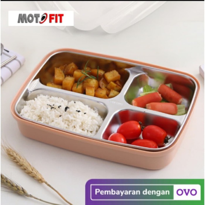 lunch box 1100ml Kotak Makan Siang dengan Stainless Steel 4 sisi kisi