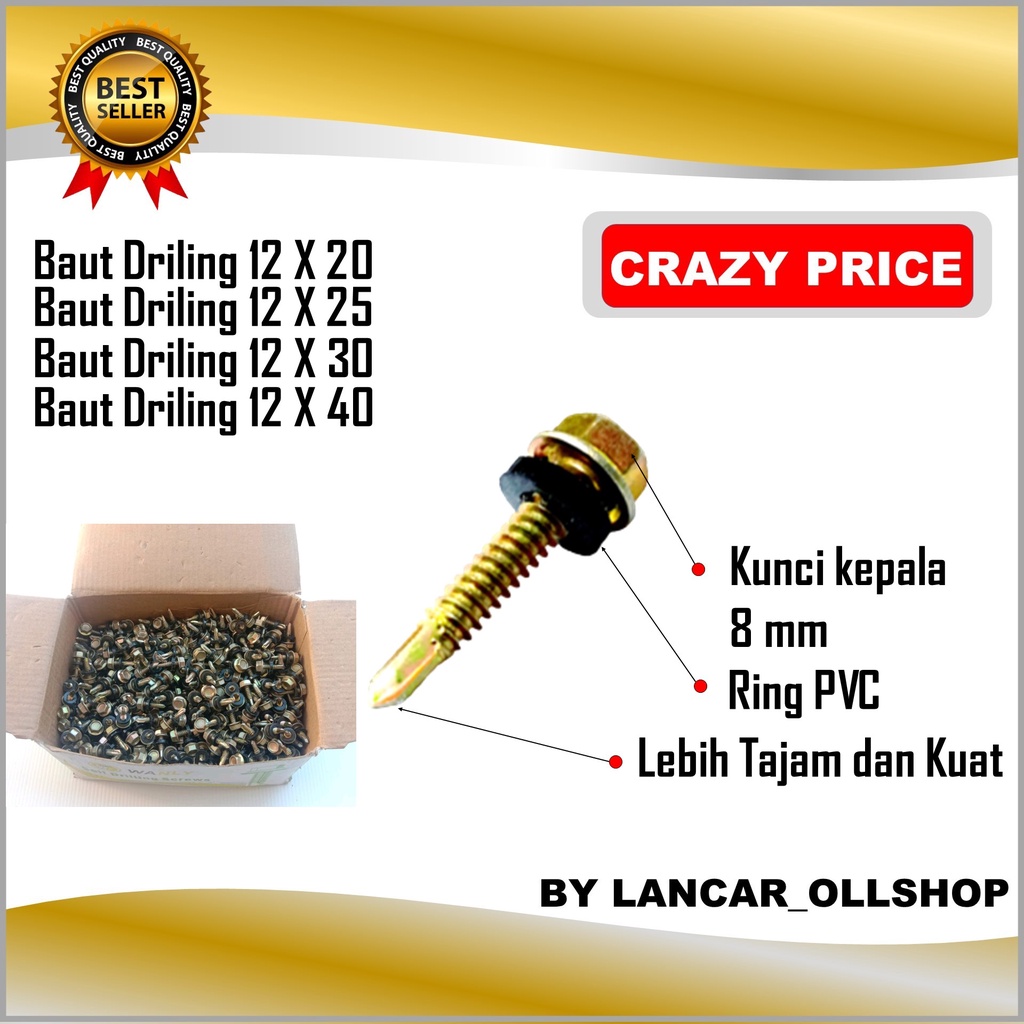 Baut Sekrup Skrup Baja Ringan Roofing Galvalum Driling Murah