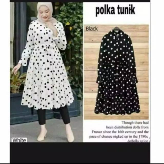 Polkadot tunik,busui,karet belakang +ikat pinggang terpisah