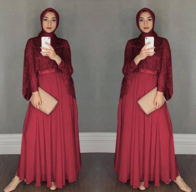 JCZ- maxi chikita / Gamis wanita Lebaran terbaru / Maxi brukat Cape wanita kekinian