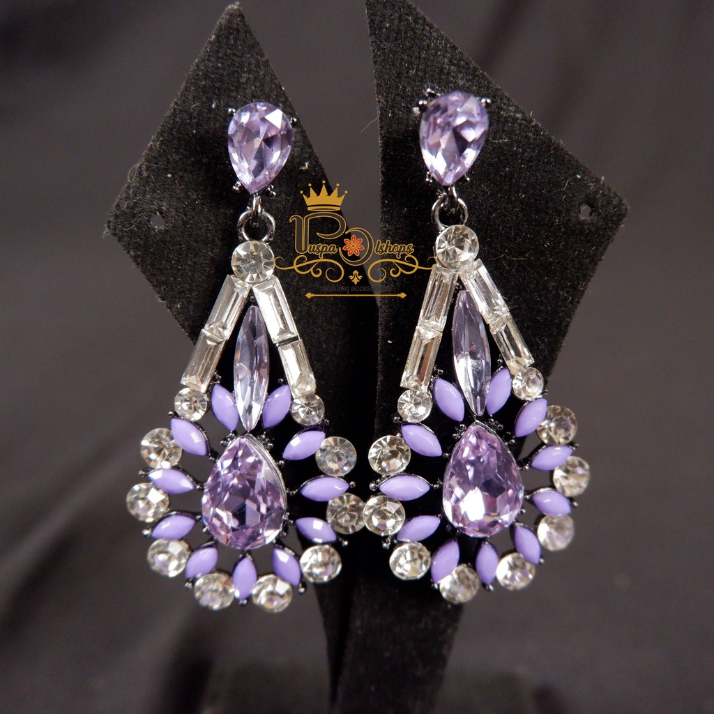 Anting  kristal dropstone anting pengantin