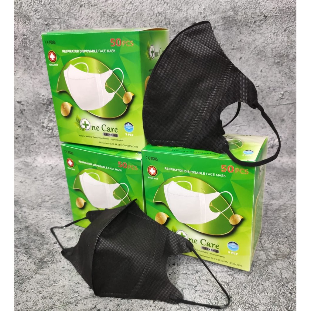 PER 1 BOX 50 PC - MASKER DUCKBILL NECARE NE CARE POLOS &amp; GARIS FACE MASK KEMENKES