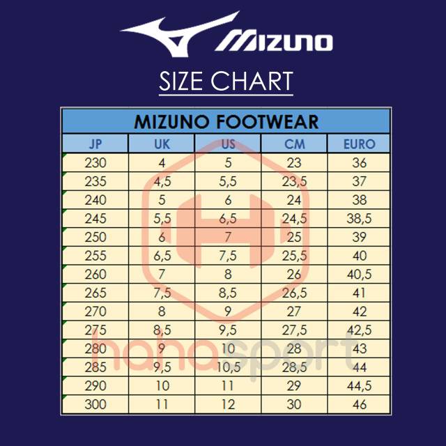 mizuno chart