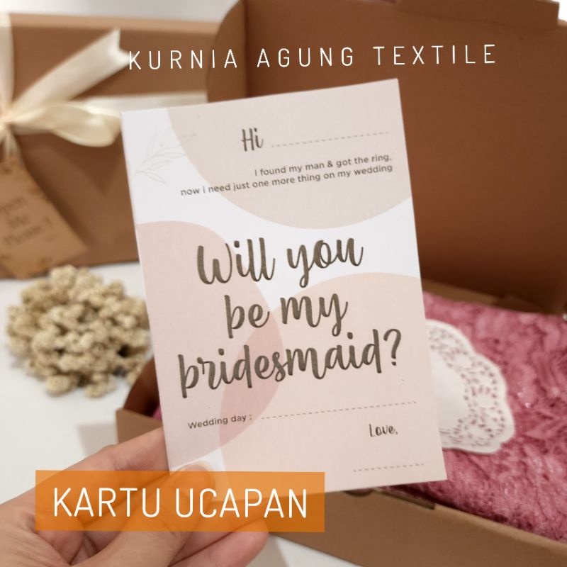 Bridesmaid Box Set Murah Satuan Paket Seragam Nikahan Bahan Kain Gaun Pesta Gratis Box Kartu Ucapan + Hangtag