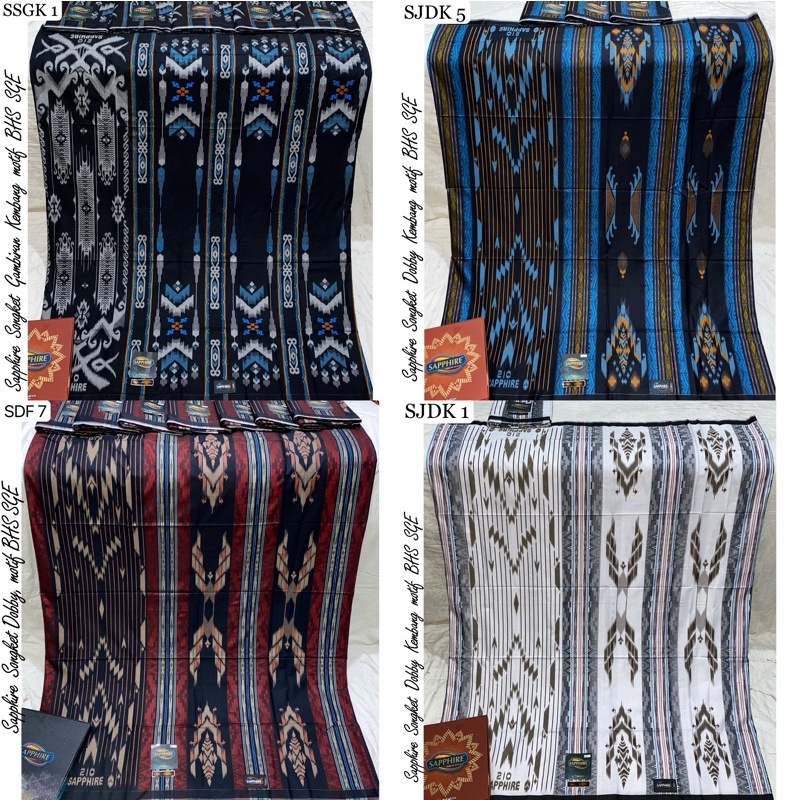 Sarung Sapphire SGK SDF SDK Jacquard Songket Gunungan Kembang Dobby Fantasy  motif BHS SGE Seragam H