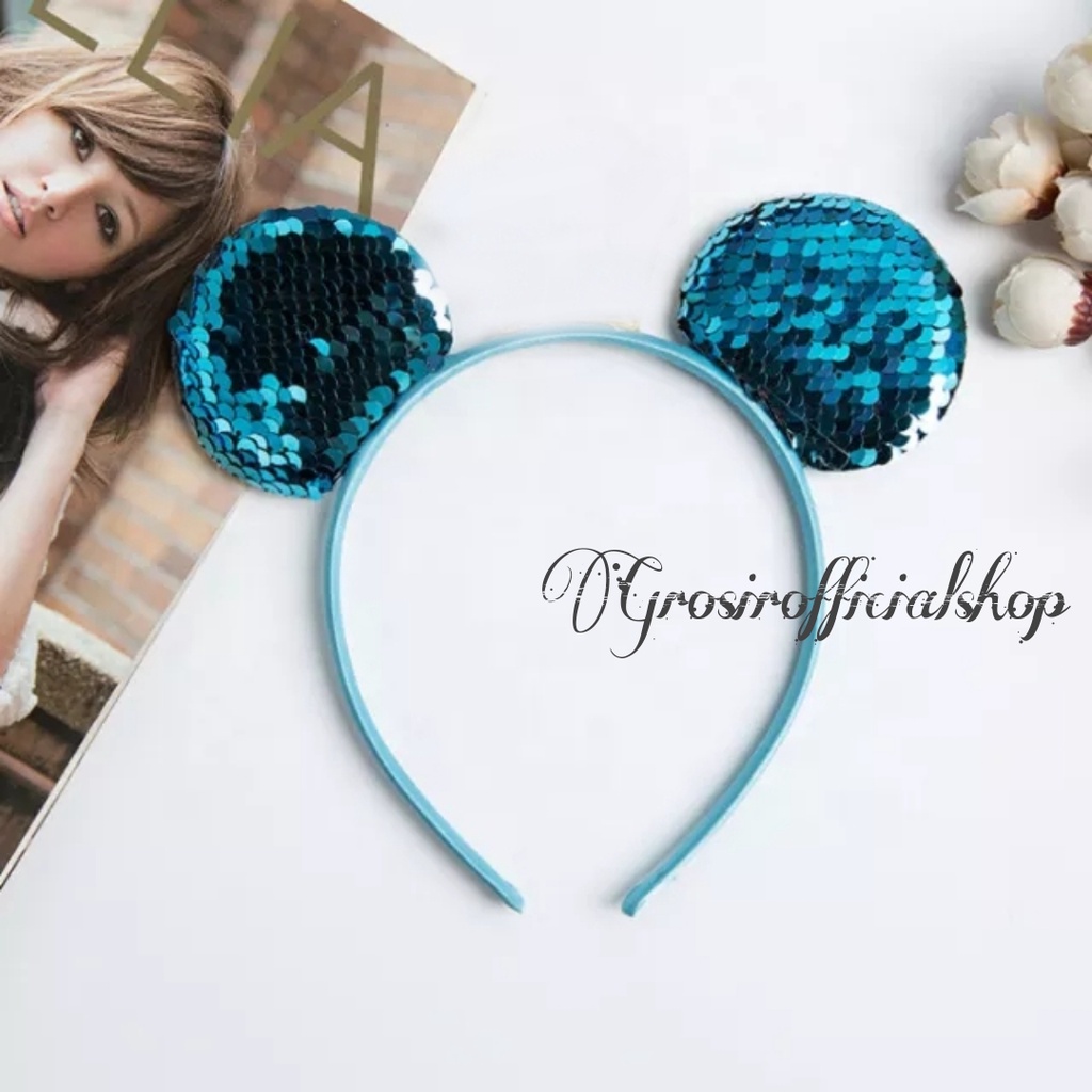 BANDO DESAIN TELINGA KUPING TIKUS BLING BLING - BANDO BANDANA KUPING LUCU UNTUK WANITA / COSPLAY