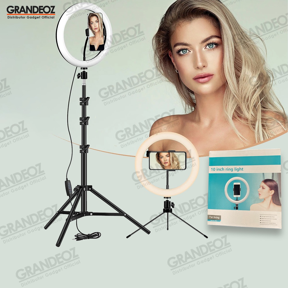 paket ringlight 26cm 15w   tripod lampu tiktok ring light 26 cm selfie live video studio make up ria
