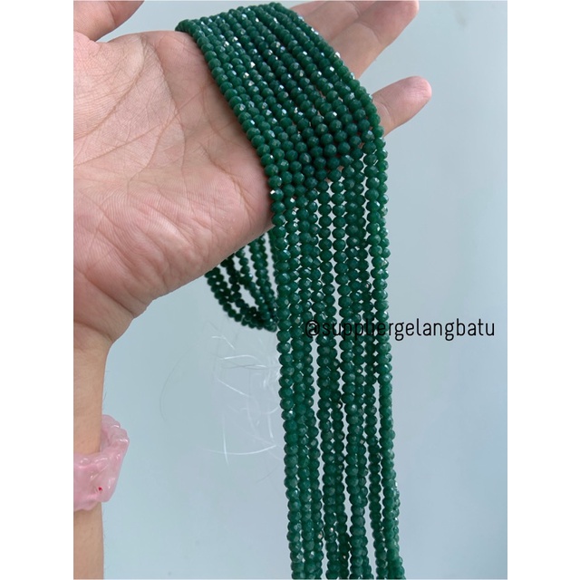 Crystal Ceko Doft 4mm HIJAU TUA DARK GREEN bahan craft manik donat