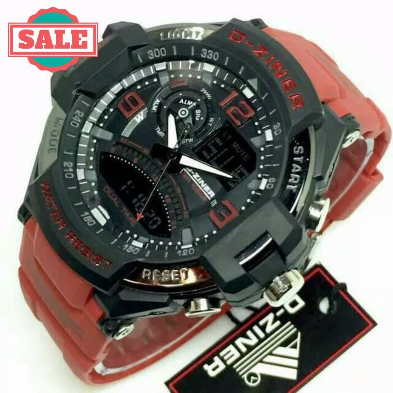 Promo JAM TANGAN PRIA - D-ZINER DZ 8067B ORI RED BLACK